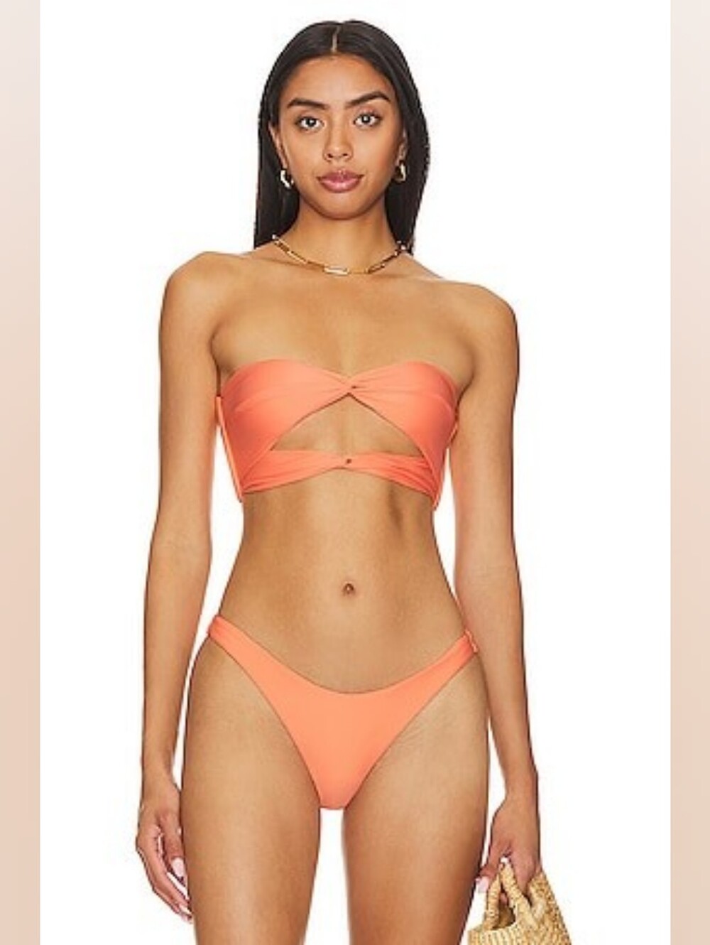 NWOT - Tularosa | Strapless Twist Cutout Bikini Set - Coral - Medium